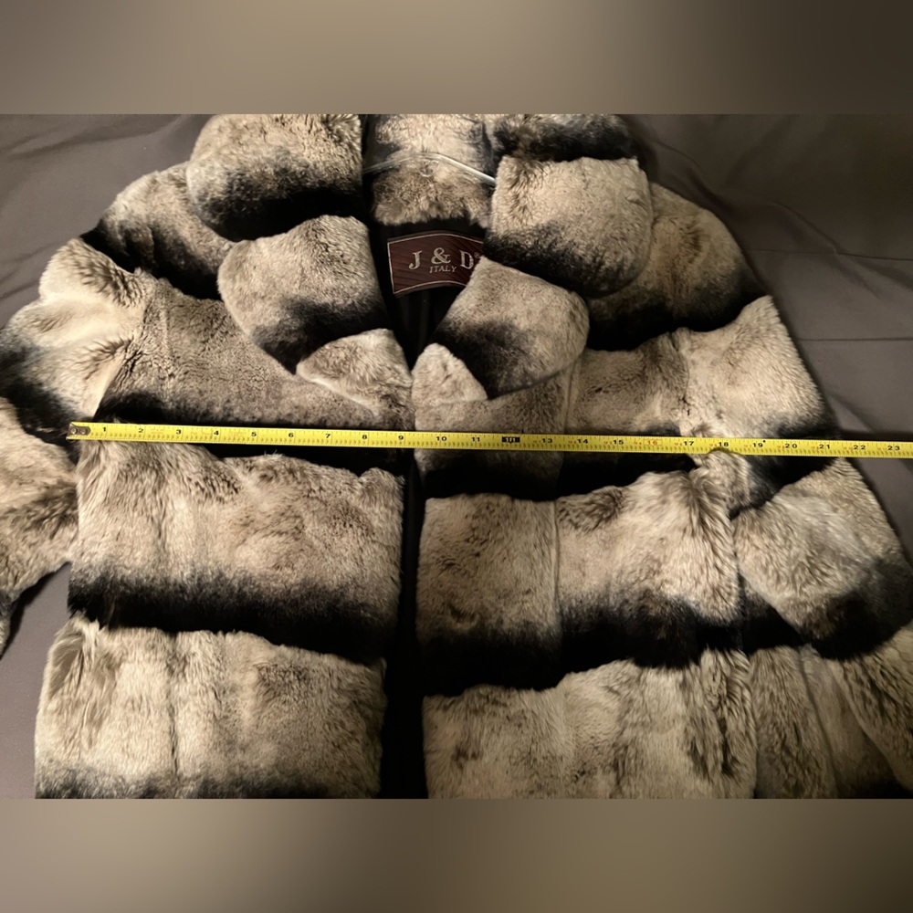 Italian Chinchilla Genuine Rex Rabbit Fur Coat With Turn-down Collar Coat Jacket - Picture 7 of 7